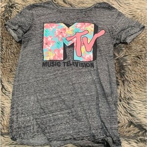 MTV Tropical Print Retro Style Logo T-Shirt
